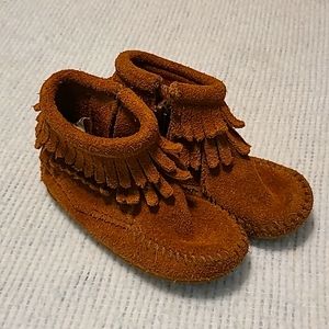 Minnetonka Double-fringed Side-zip Moccasin Boots